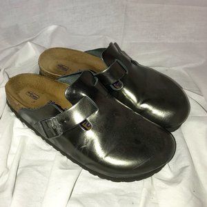 EUC Birkenstocks Boston Classic Style Metallic Pewter 38